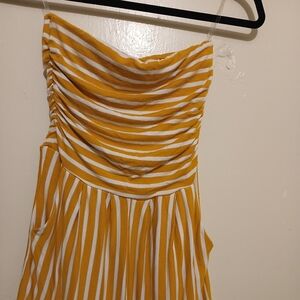 Fashion Nova Mustard and White Striped Top